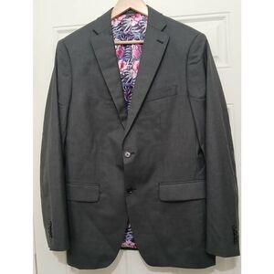 Indochino mens 40R wool cashmere LUXURY blazer jacket dark gray 2 button
